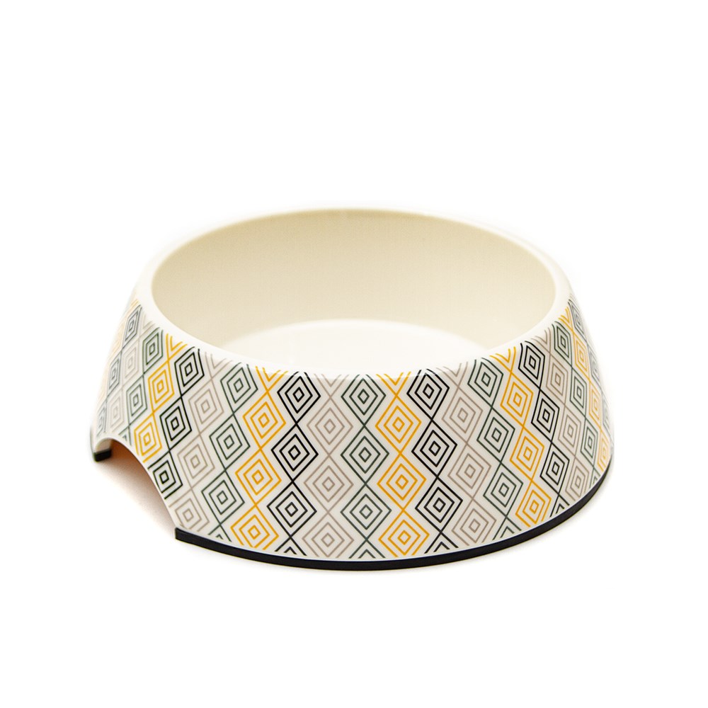 Great & Small Cream Diamond Melamine Pet Bowl