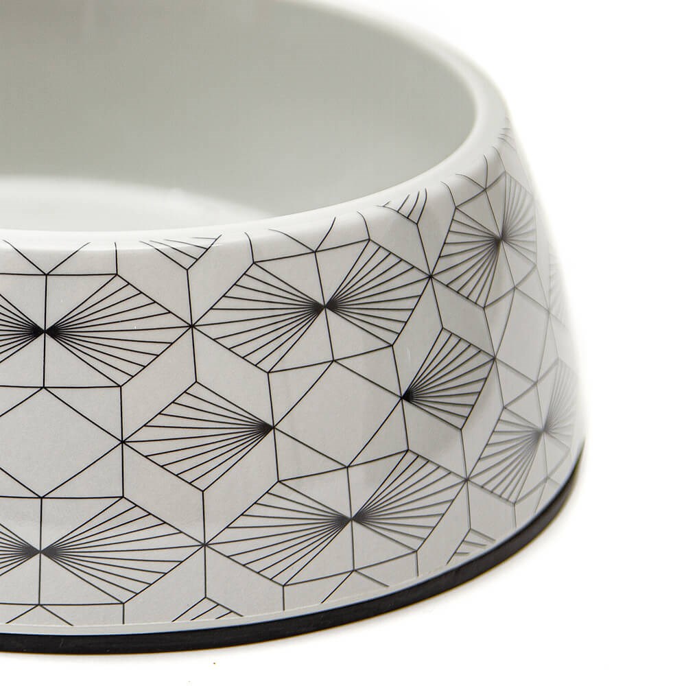 Great & Small Grey Art Deco Melamine Pet Bowl