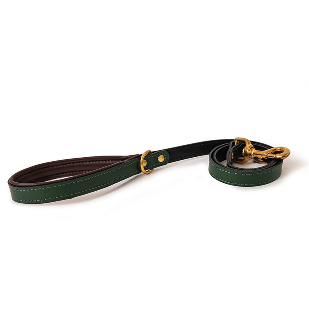 Great & Small Hawkhurst Forest Green Leather Padded Lead