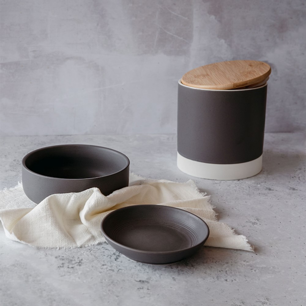 Great & Small Penrose Grey Stoneware Jar with Bamboo Lid