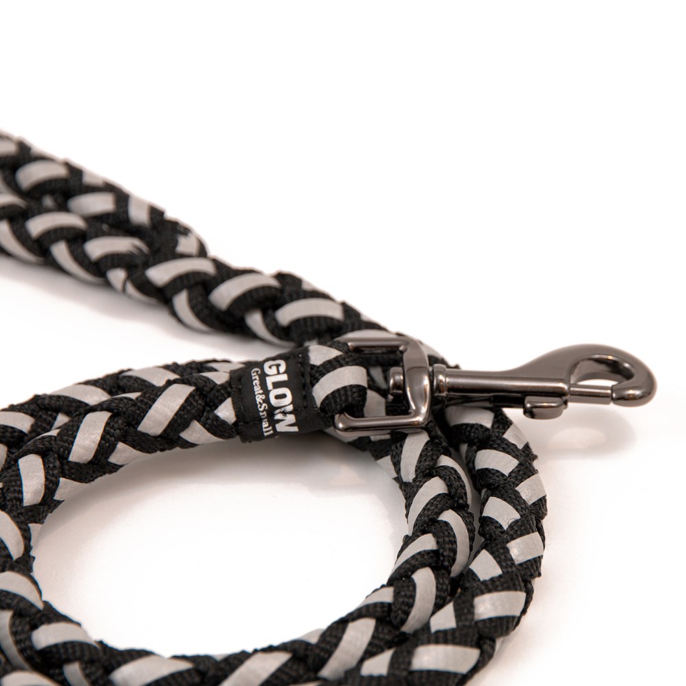 Great & Small Glow Dog Lead Plait Black