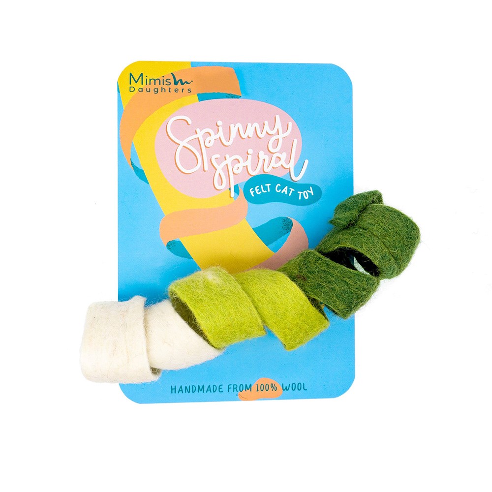 Mimis Daughter Spinny Spirals Felt Cat Toy Green