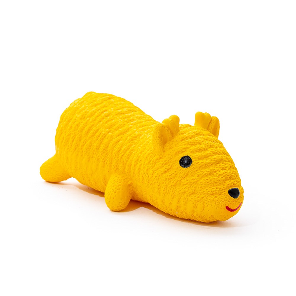 Great & Small Lets Play Latex Squeaky Yellow Bear Dog Toy