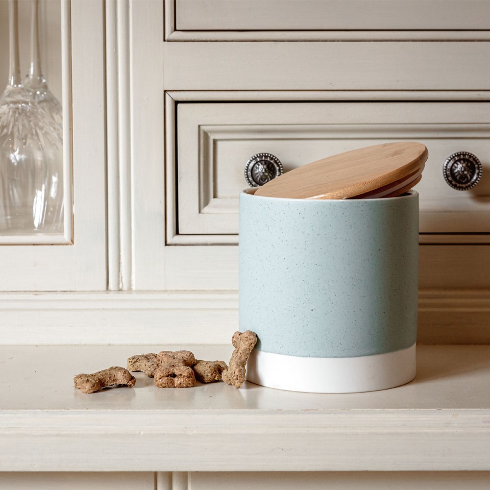 Great & Small Penrose Teal Stoneware Jar with Bamboo Lid