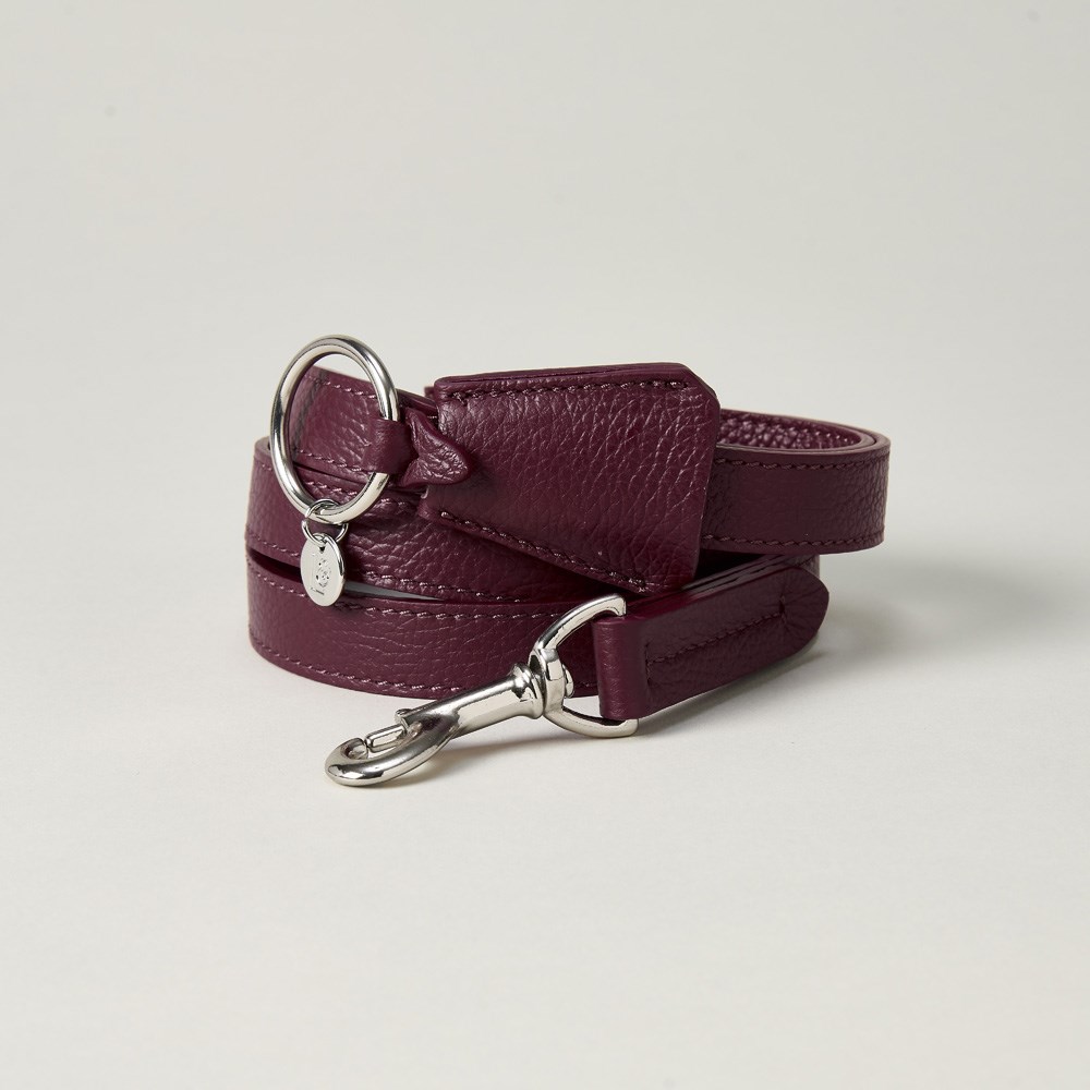 Lily & Leo Leather Flat Dog Lead Oxblood