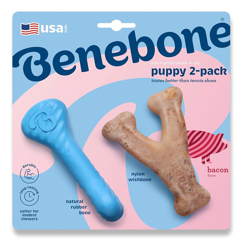 Benebone Rubber Double Pack Bacon Puppy Chew