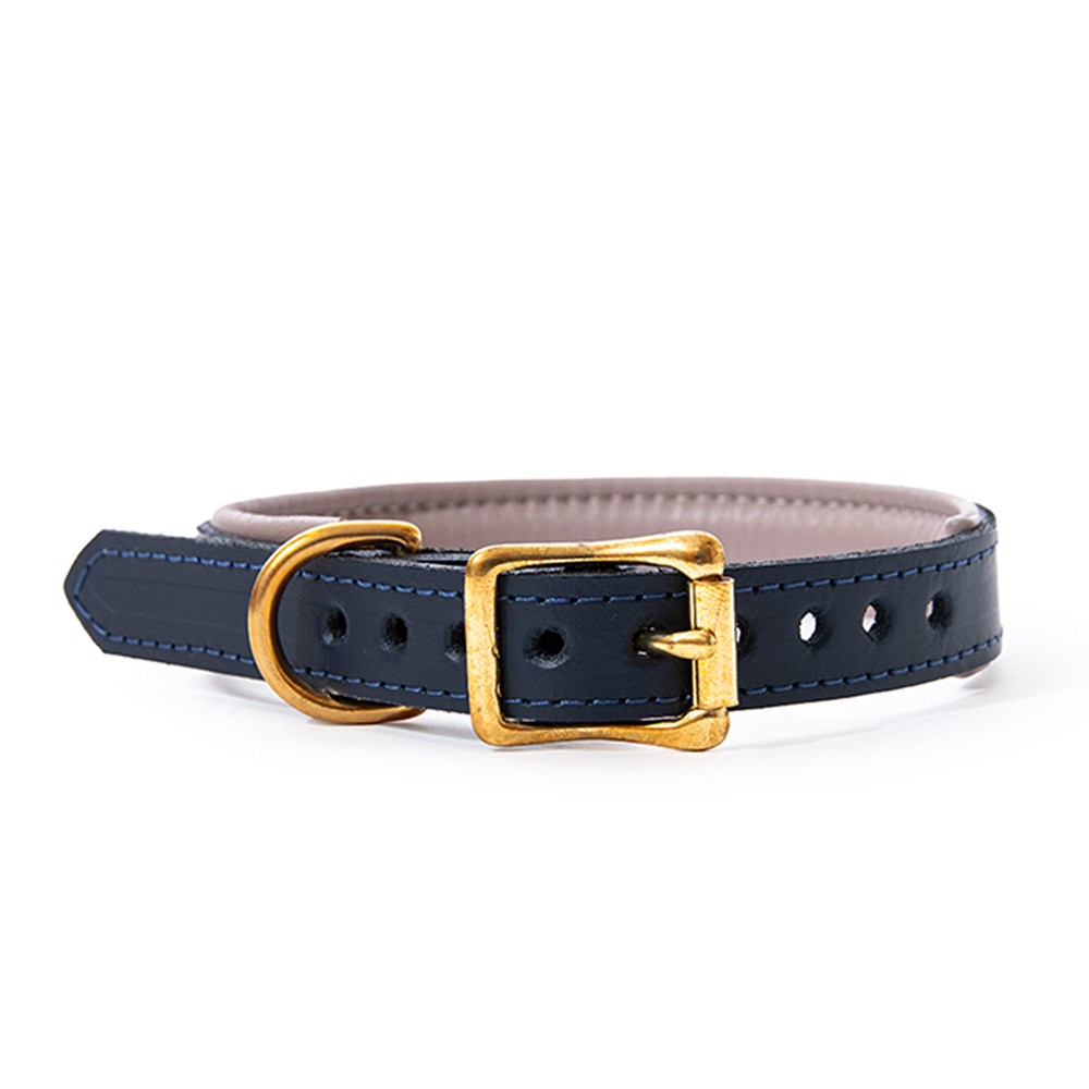 Great & Small Hawkhurst Navy Blue Leather Collar