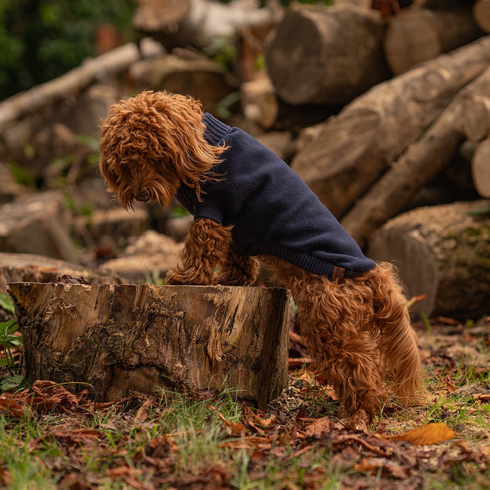 Great & Small Country Fleece Jumper Navy Dog Coat
