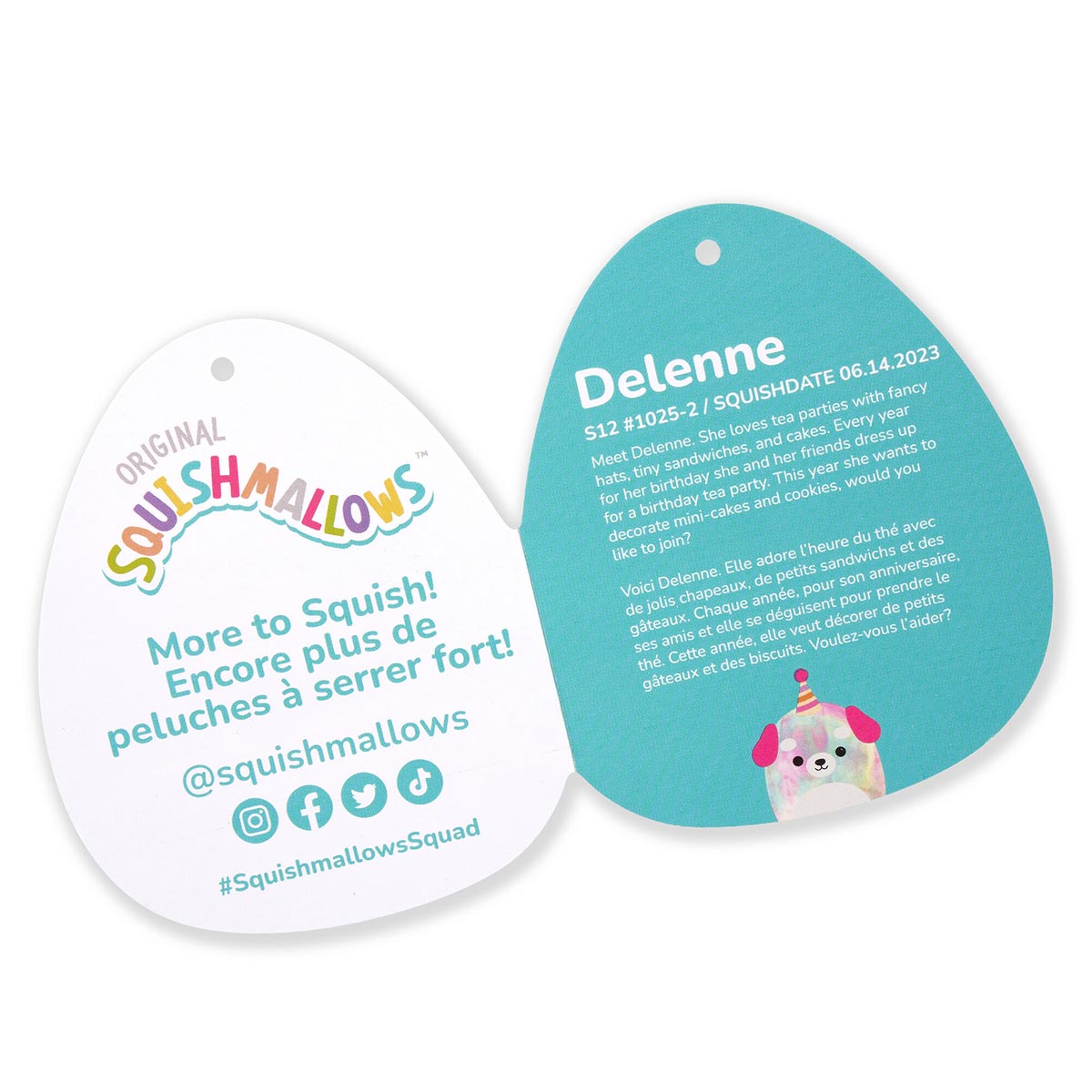 12-Inch Delenne the Rainbow Tie-Dye Dog With Party Hat