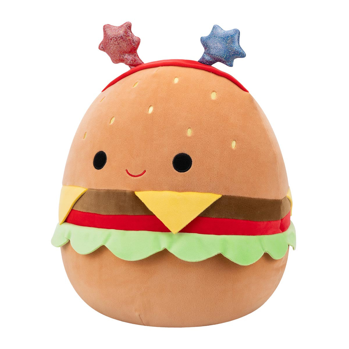 14-Inch Carl the Cheeseburger with Red and Blue Star Headband