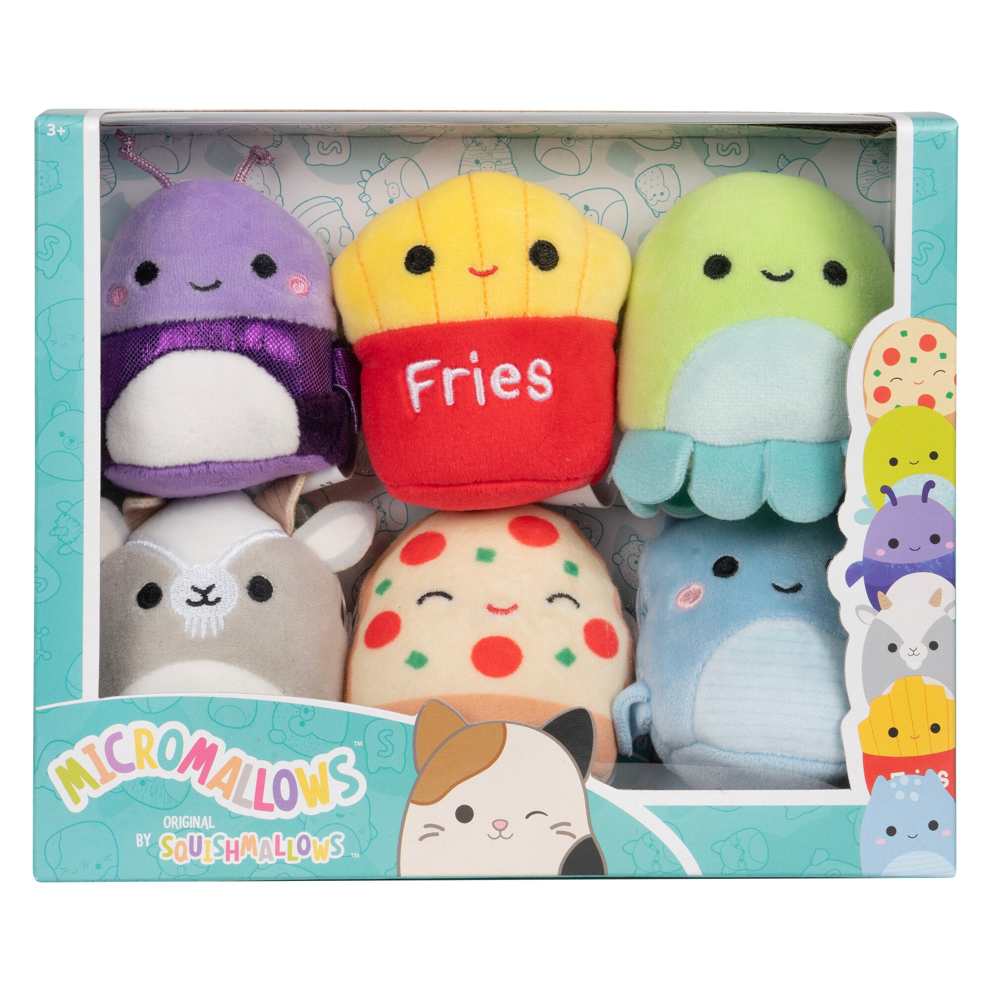 Micromallows 6-Pack – Axel Beetle Lune Loch Ness Monster. Floyd French Fries. Orphie Octopus. Pep Pizza. Walker Goat