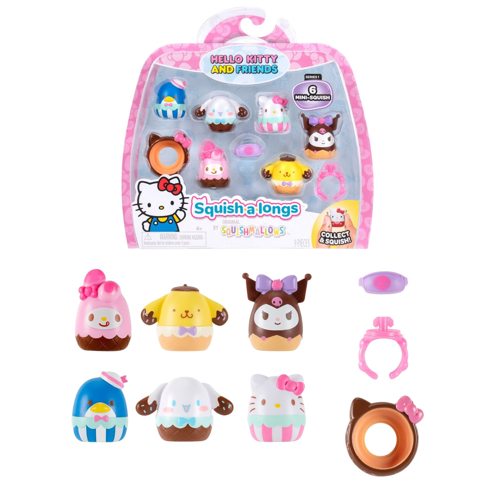 Squish-a-longs Hello Kitty and Friends Ice Cream 6-Pack