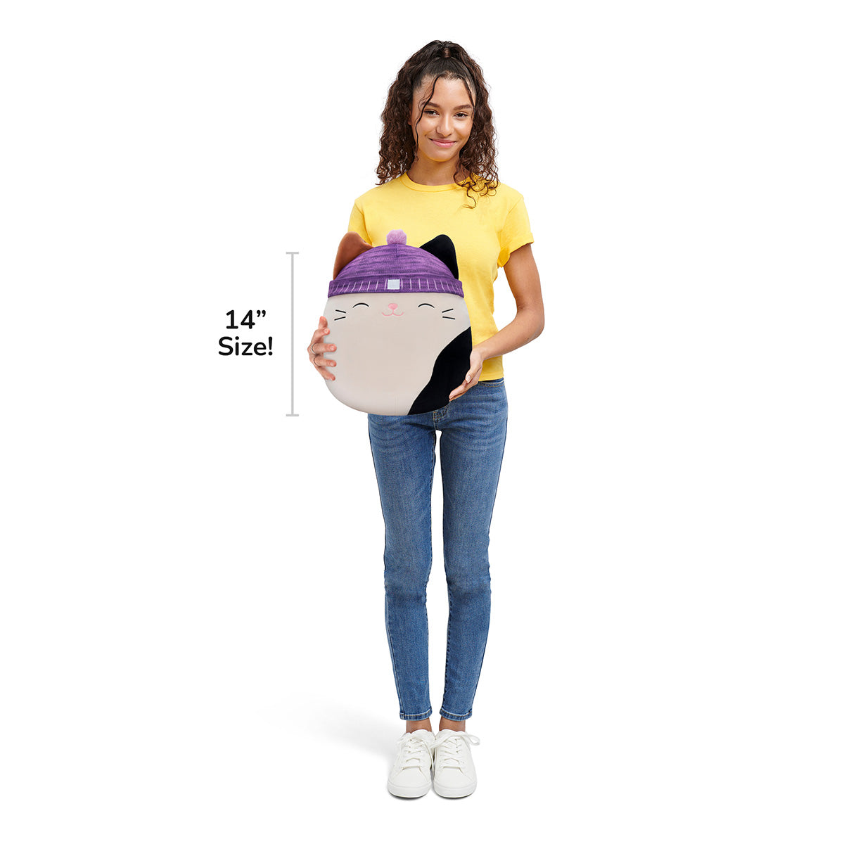 14-Inch Cam Calico Cat with Purple Hat