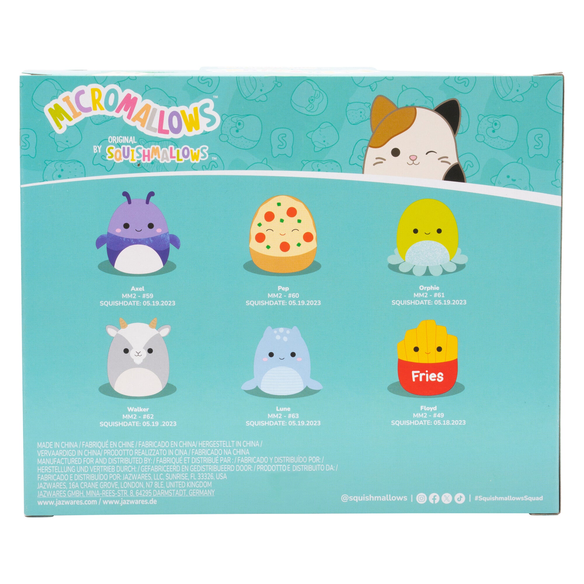 Micromallows 6-Pack – Axel Beetle Lune Loch Ness Monster. Floyd French Fries. Orphie Octopus. Pep Pizza. Walker Goat