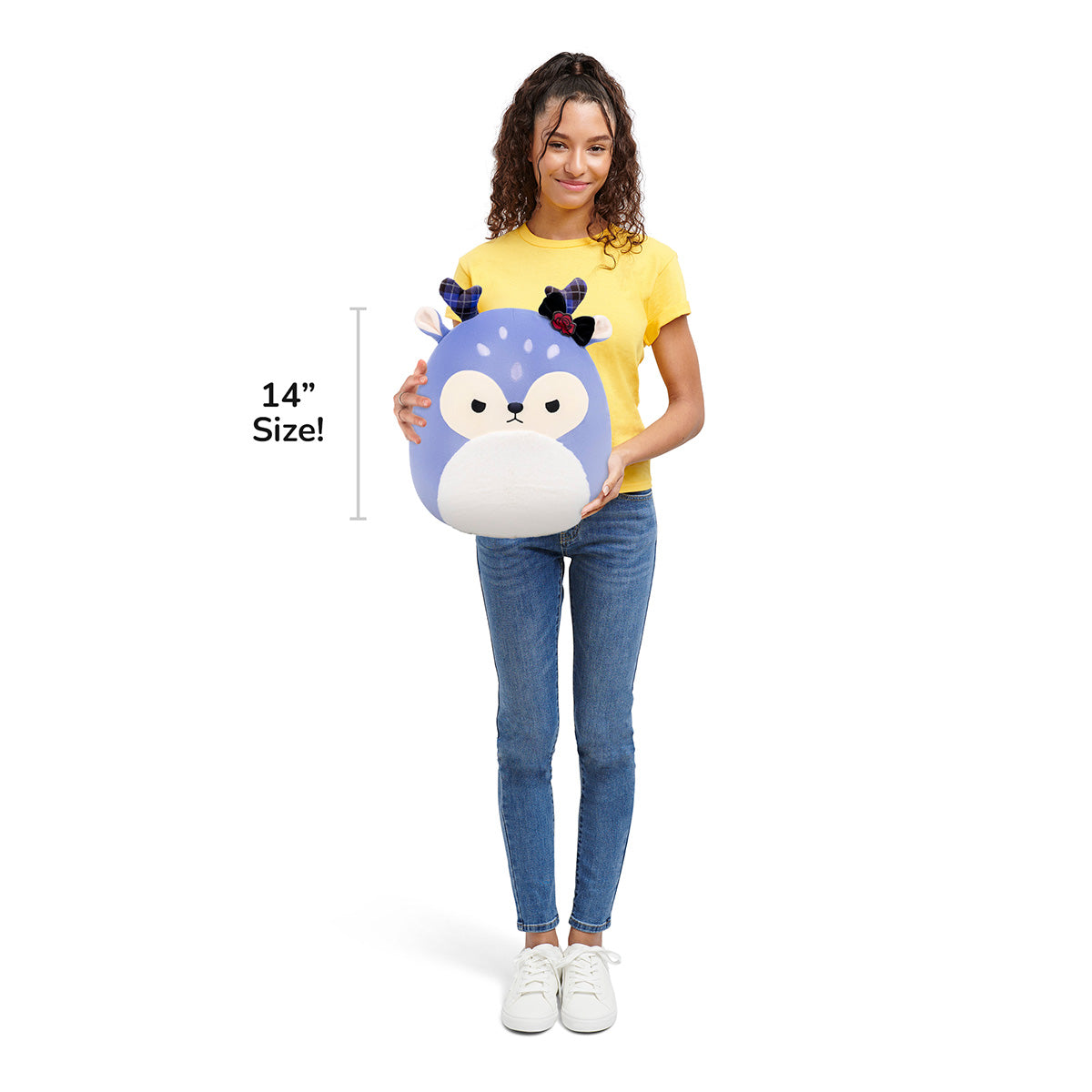 14-Inch Binoche the Purple Fawn with Plaid Antlers and Bow