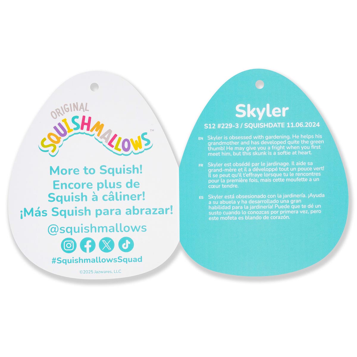 12-Inch Skyler the Black and White Skunk Bat