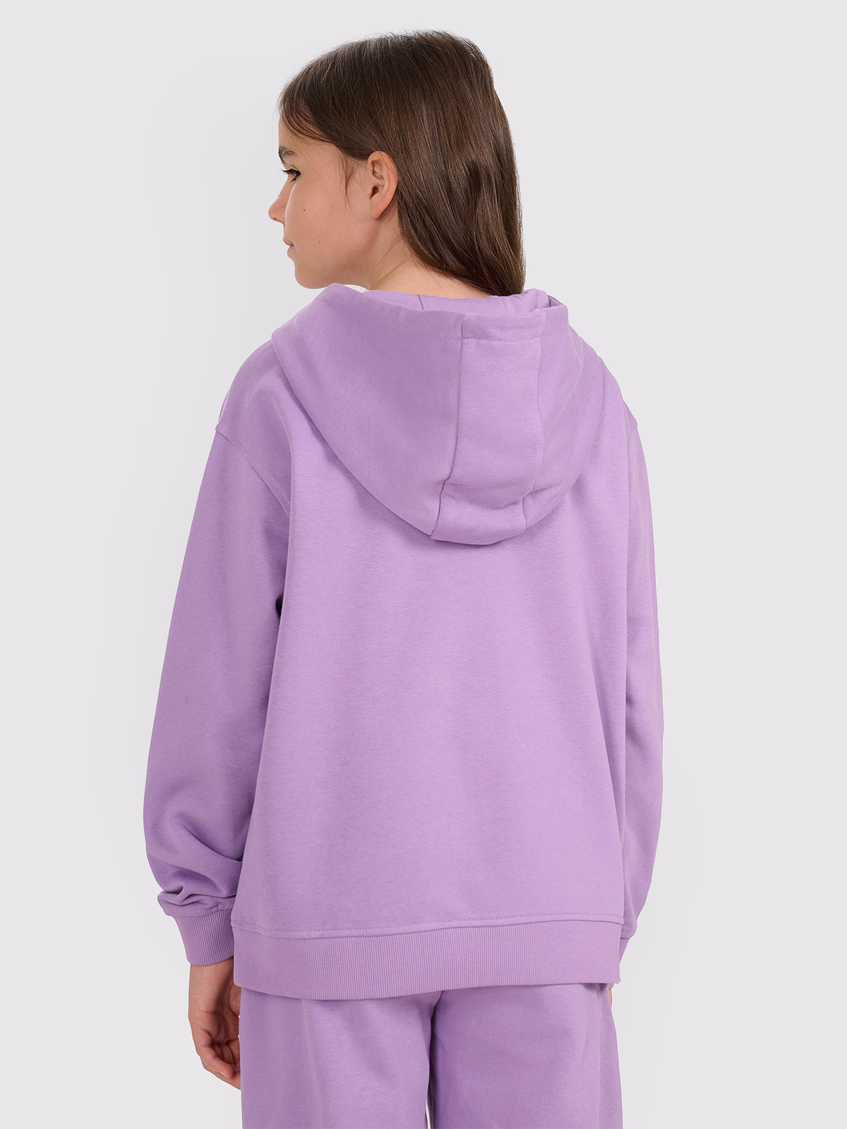 Bluza dresowa nierozpinana z kapturem dziewczęca - fioletowa