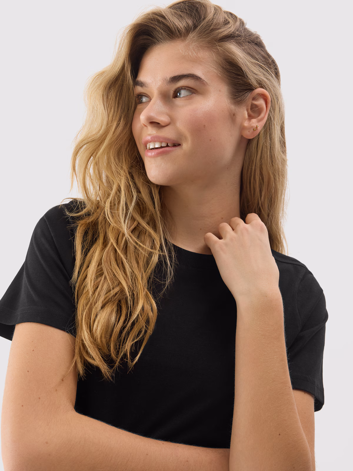 T-shirt gładki z bawełną organiczną damski - beżowy