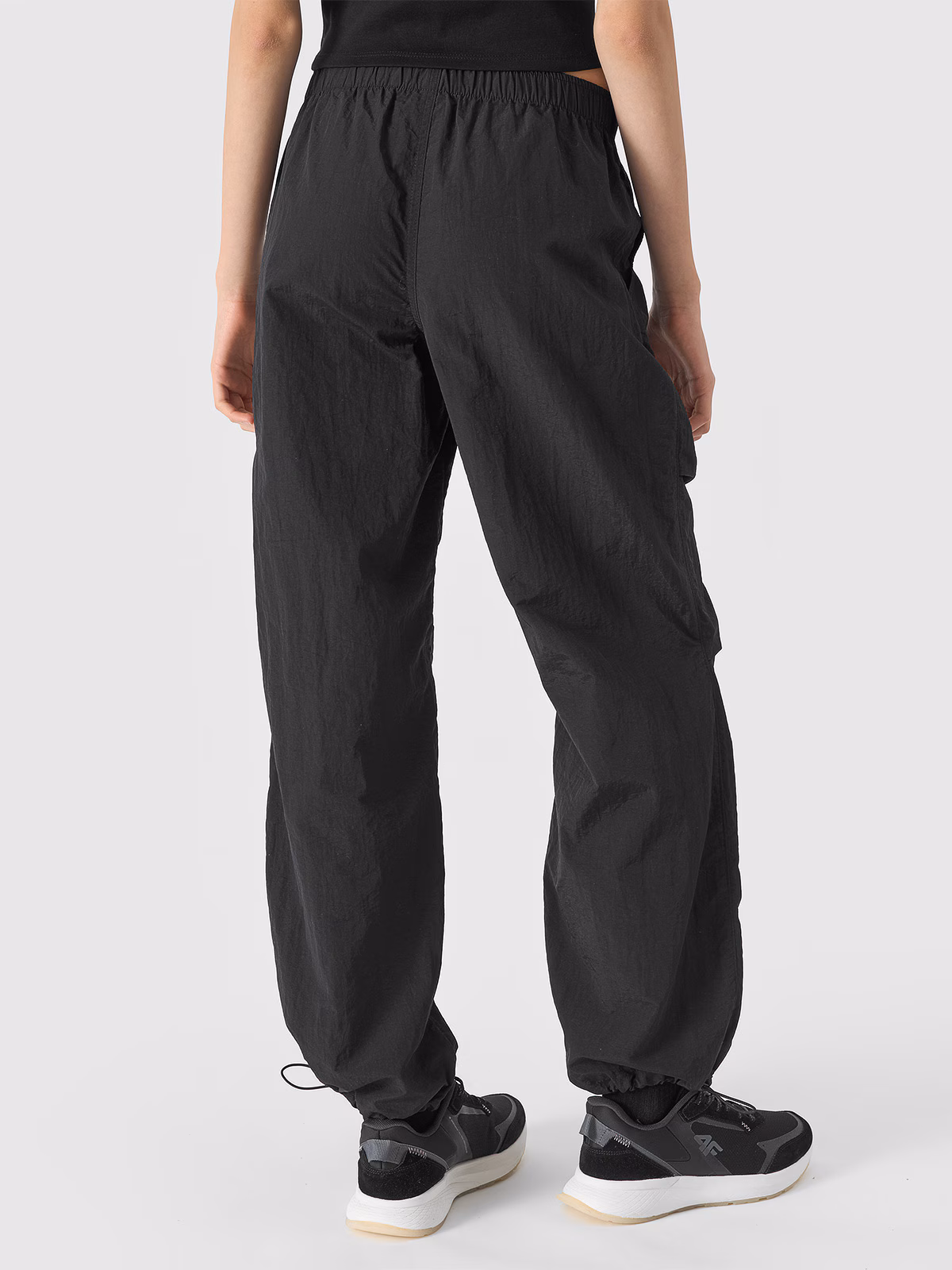 Spodnie parachute joggery dziewczęce - czarne