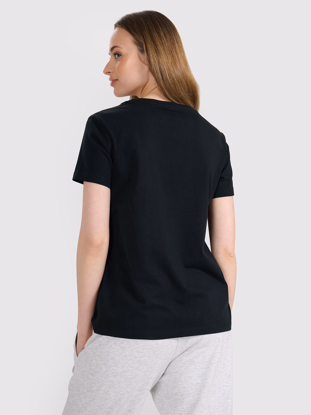 T-shirt oversize gładki damski - czarny