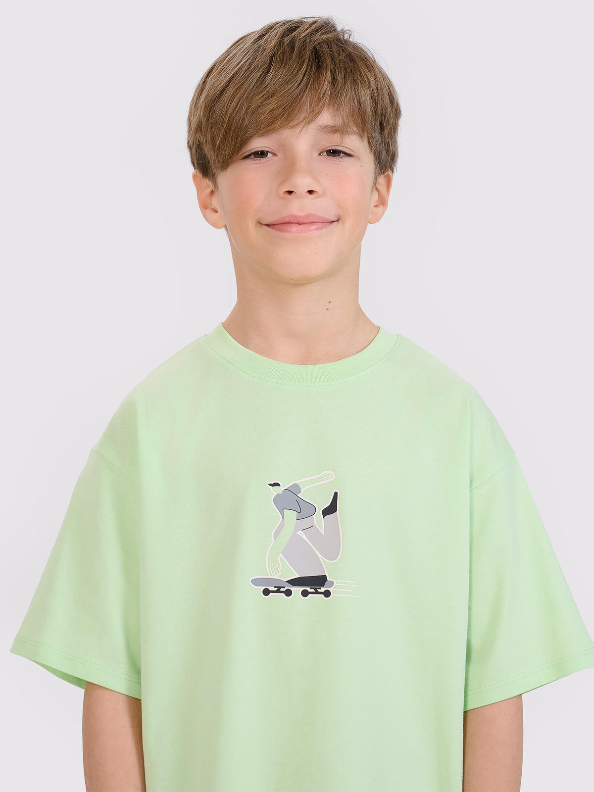 T-shirt oversize z nadrukiem chłopięcy - żółty