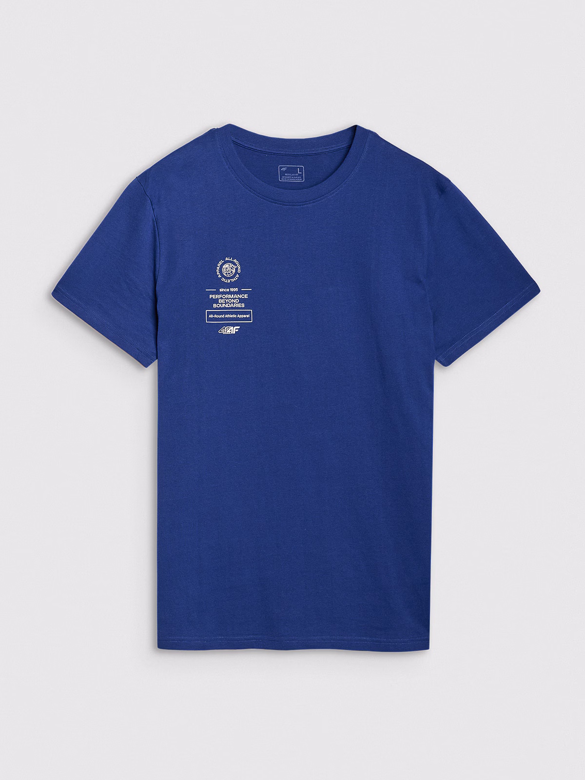 T-shirt regular z nadrukiem męski - beżowy