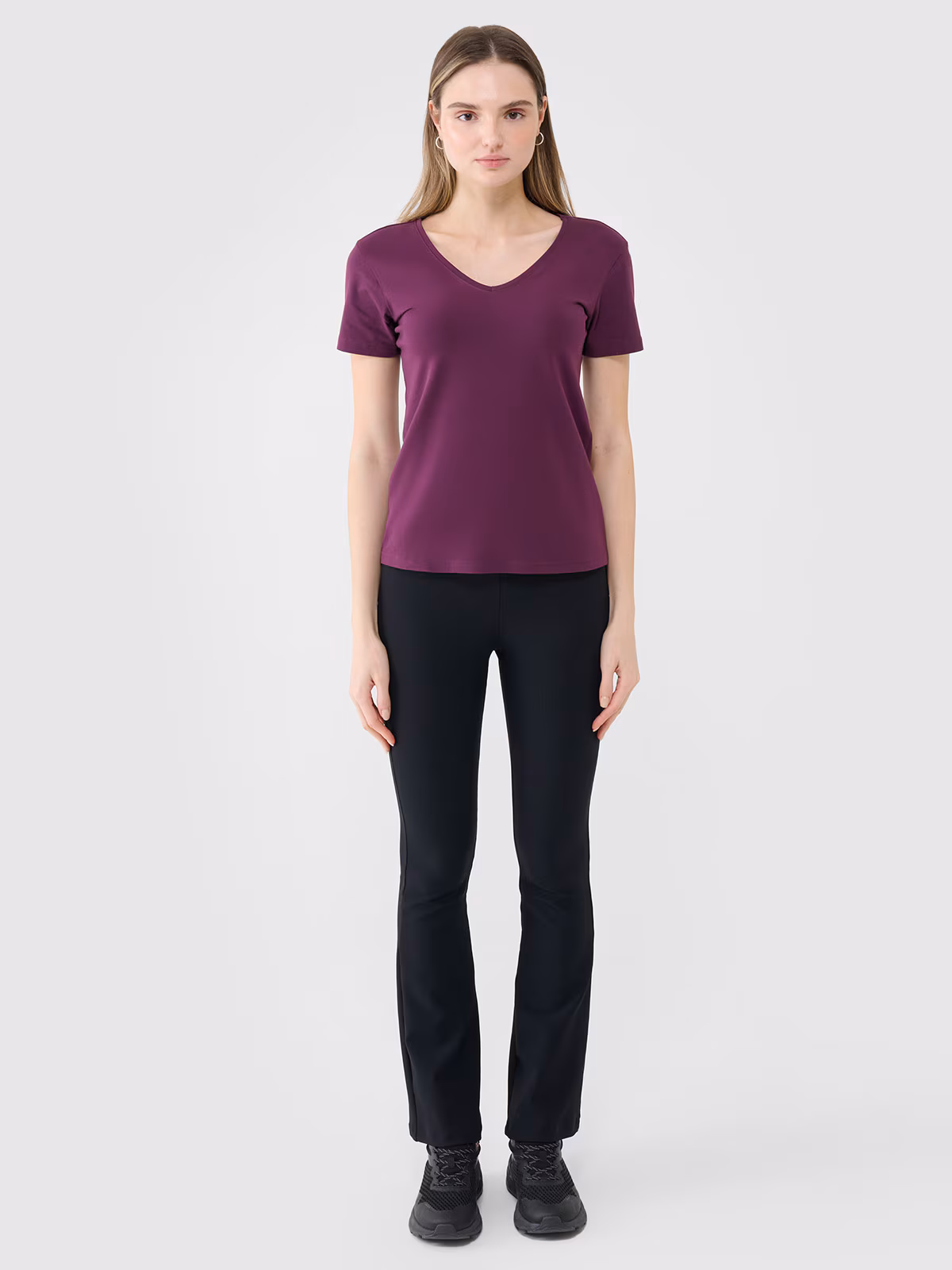 T-shirt slim gładki damski - biały