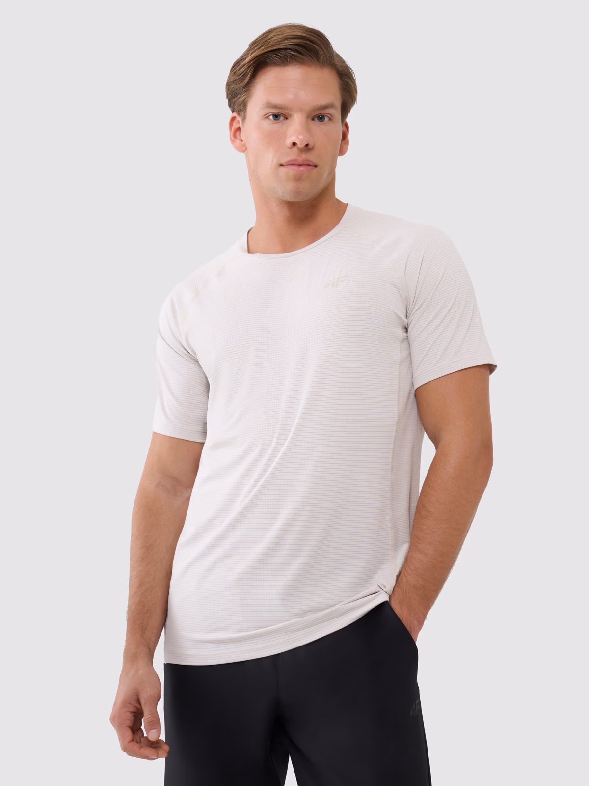 Koszulka treningowa szybkoschnąca męska - beżowa