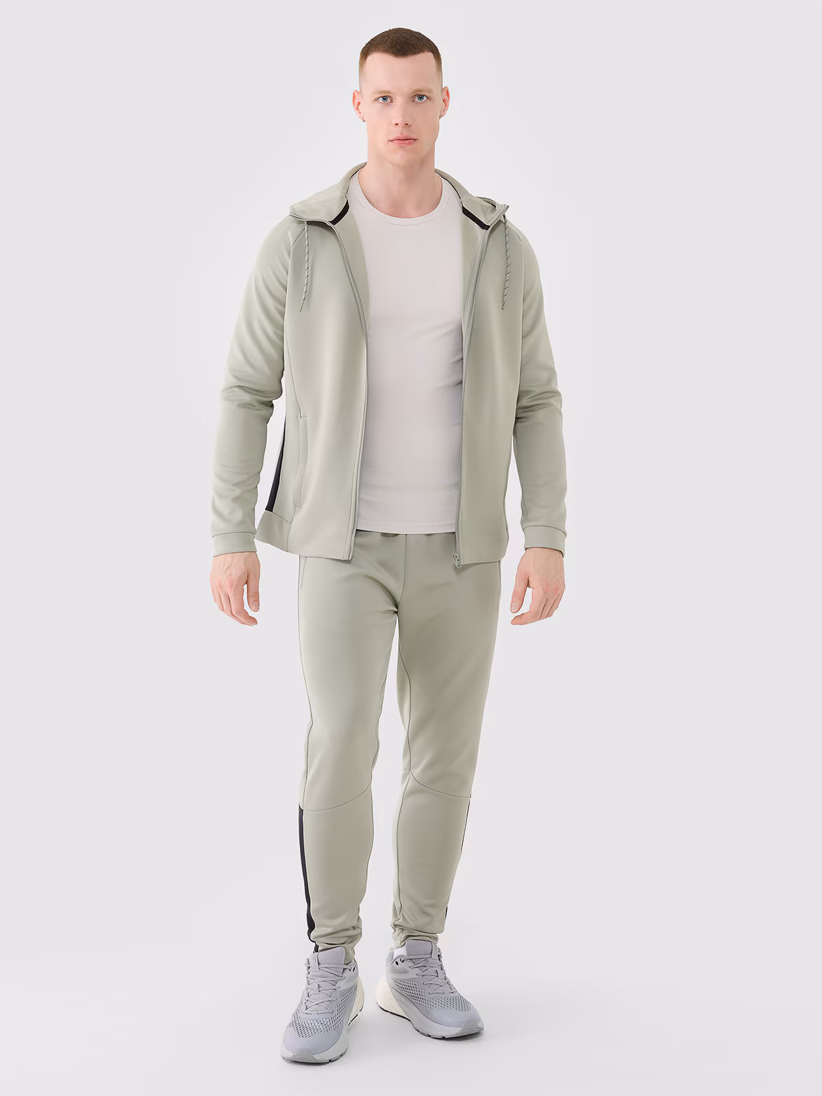 Longsleeve treningowy szybkoschnący męski - beżowy