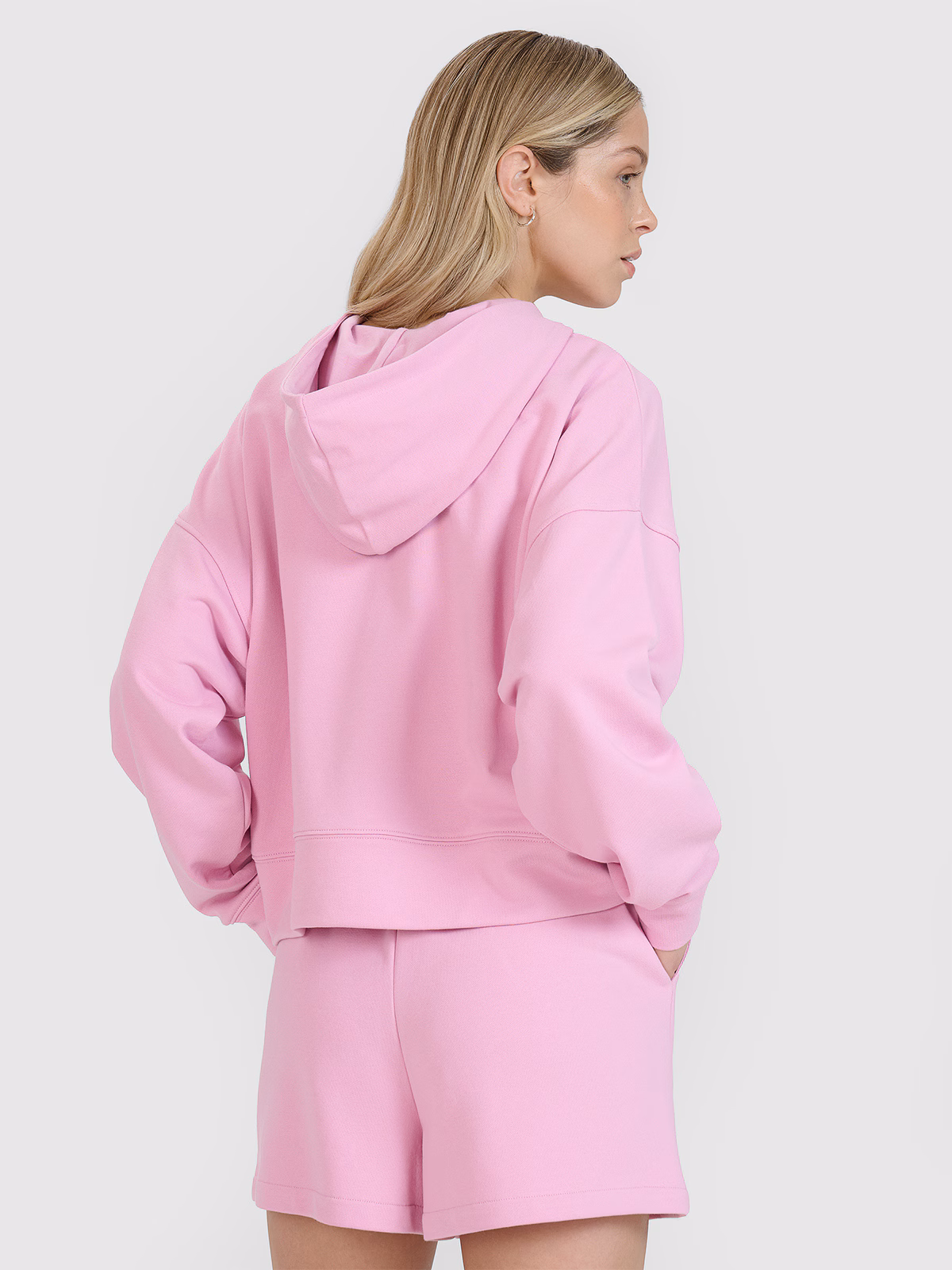 Bluza dresowa nierozpinana z kapturem damska - pomarańczowa