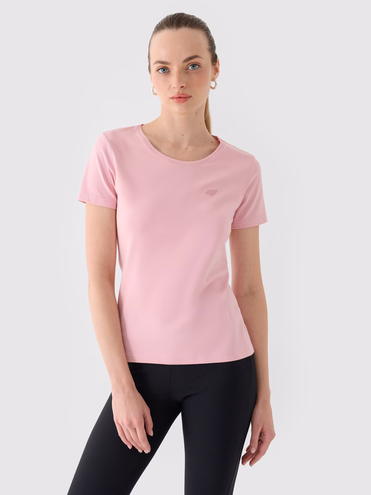 T-shirt slim gładki damski - czerwony