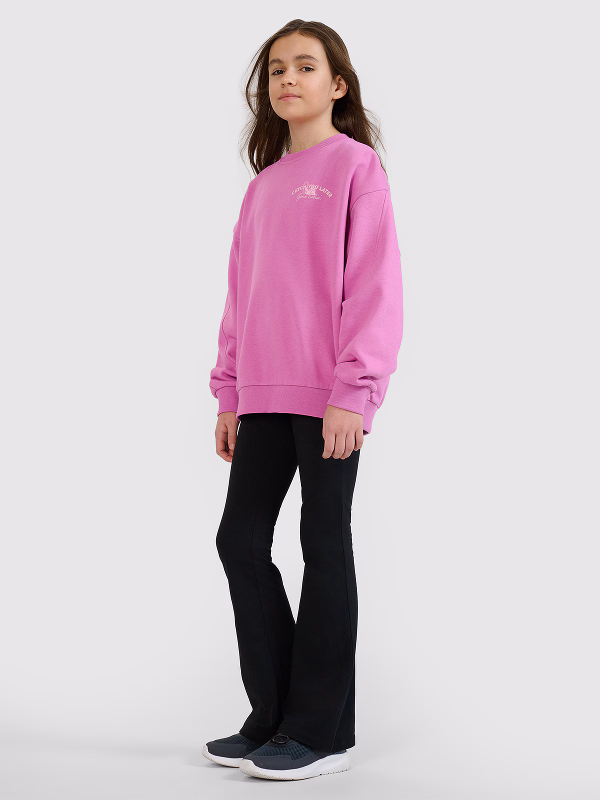 Bluza dresowa nierozpinana bez kaptura dziewczęca - różowa