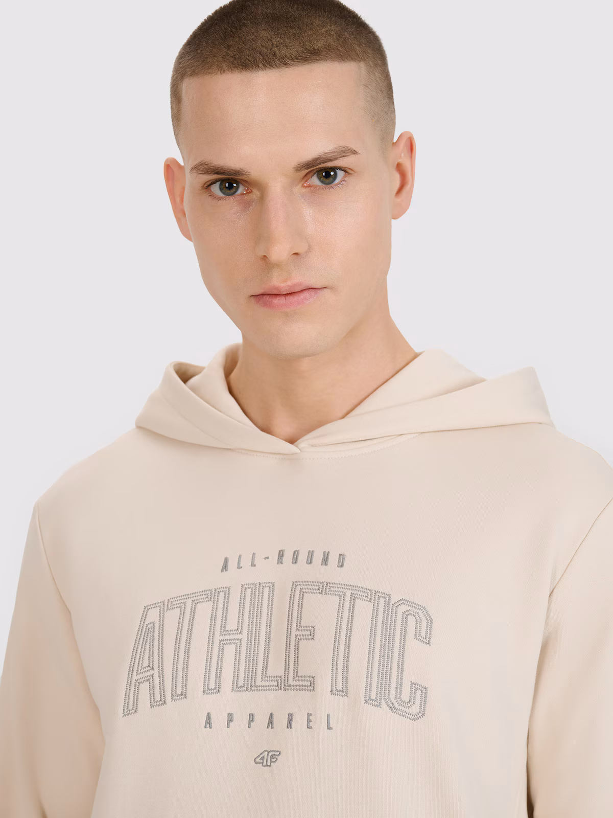 Bluza dresowa nierozpinana z kapturem męska - beżowa