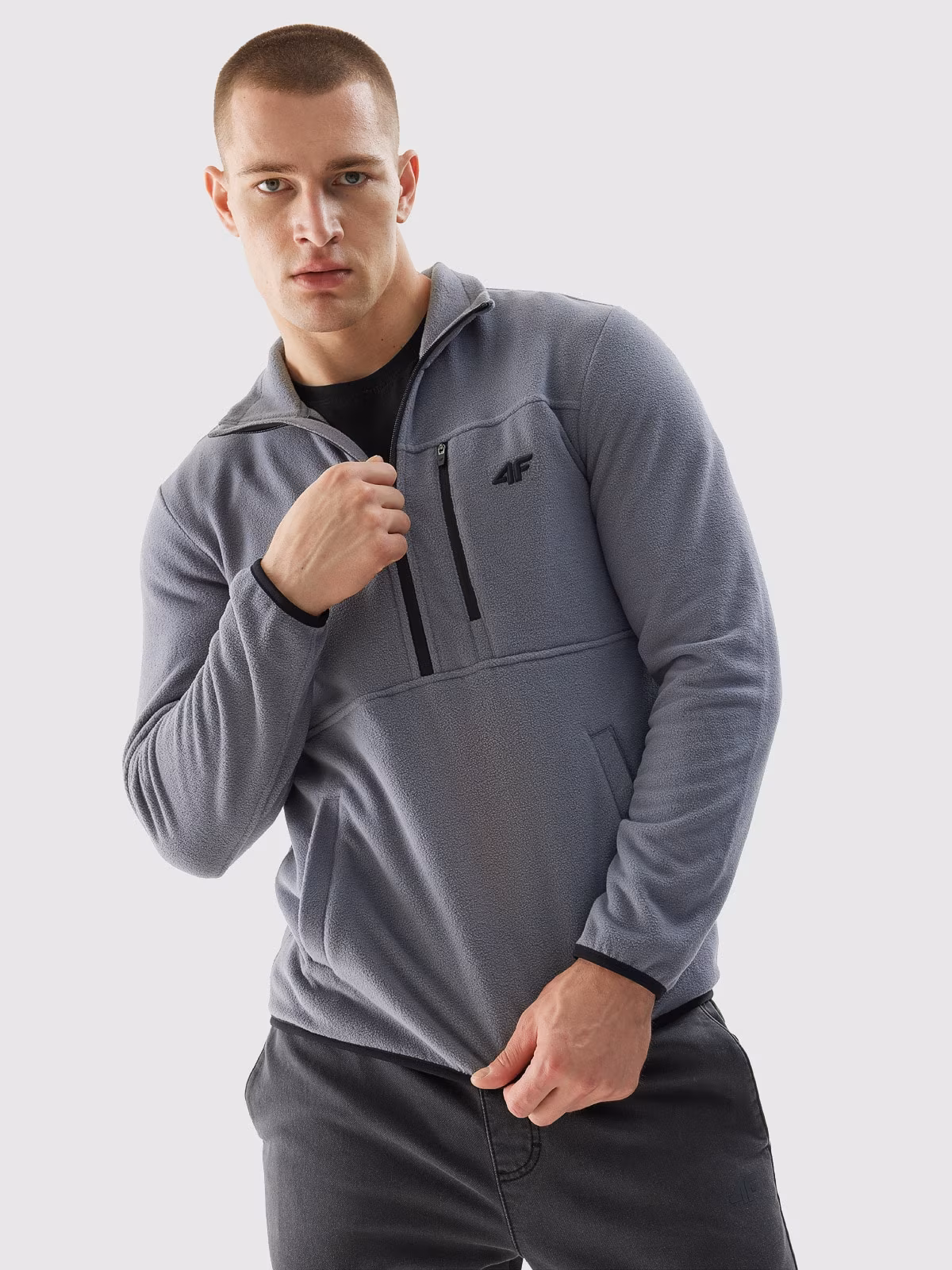 Polar ze stójką i suwakiem 1/2 męski - czarny