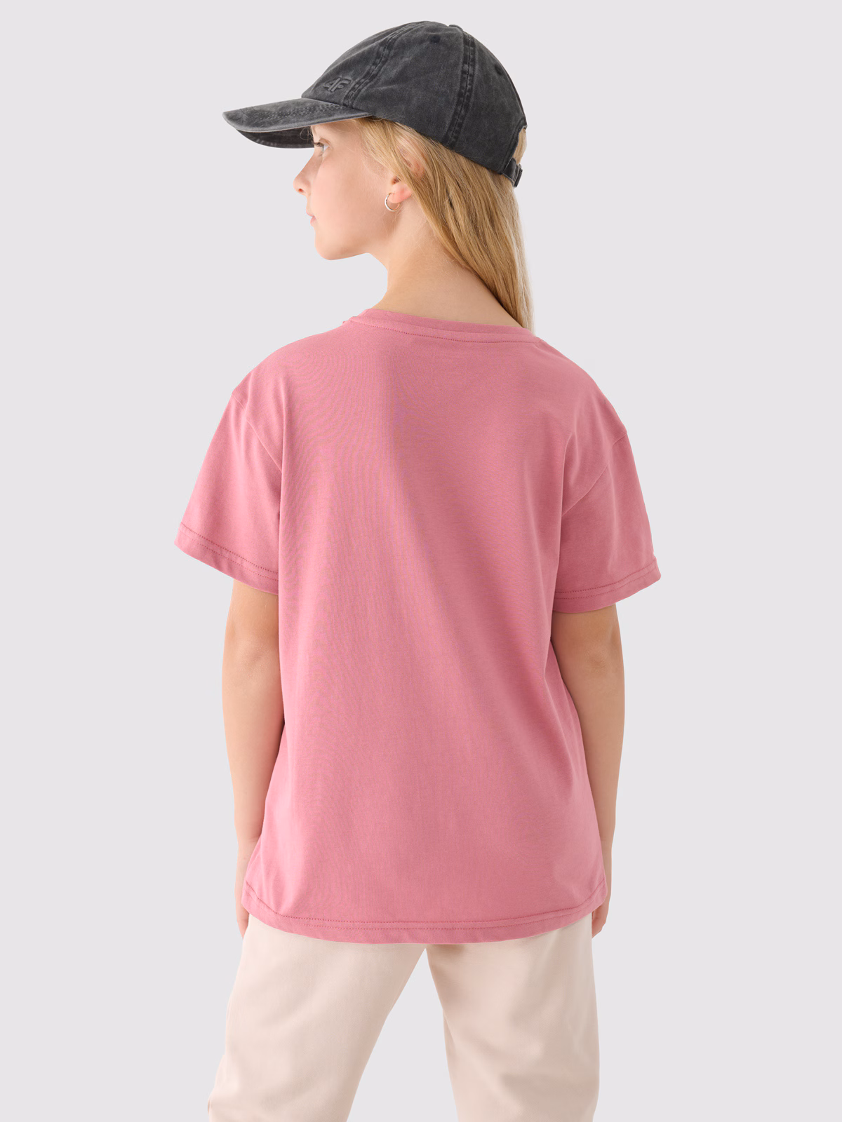 T-shirt gładki dziewczęcy - fioletowy