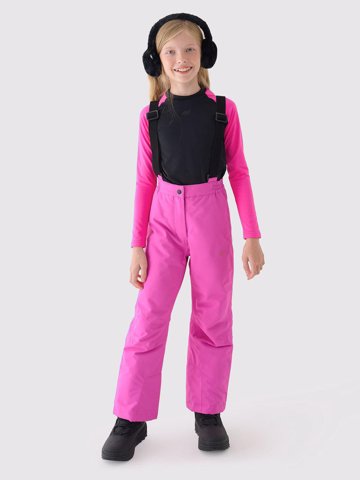 Spodnie narciarskie membrana 5000 dziewczęce - różowe