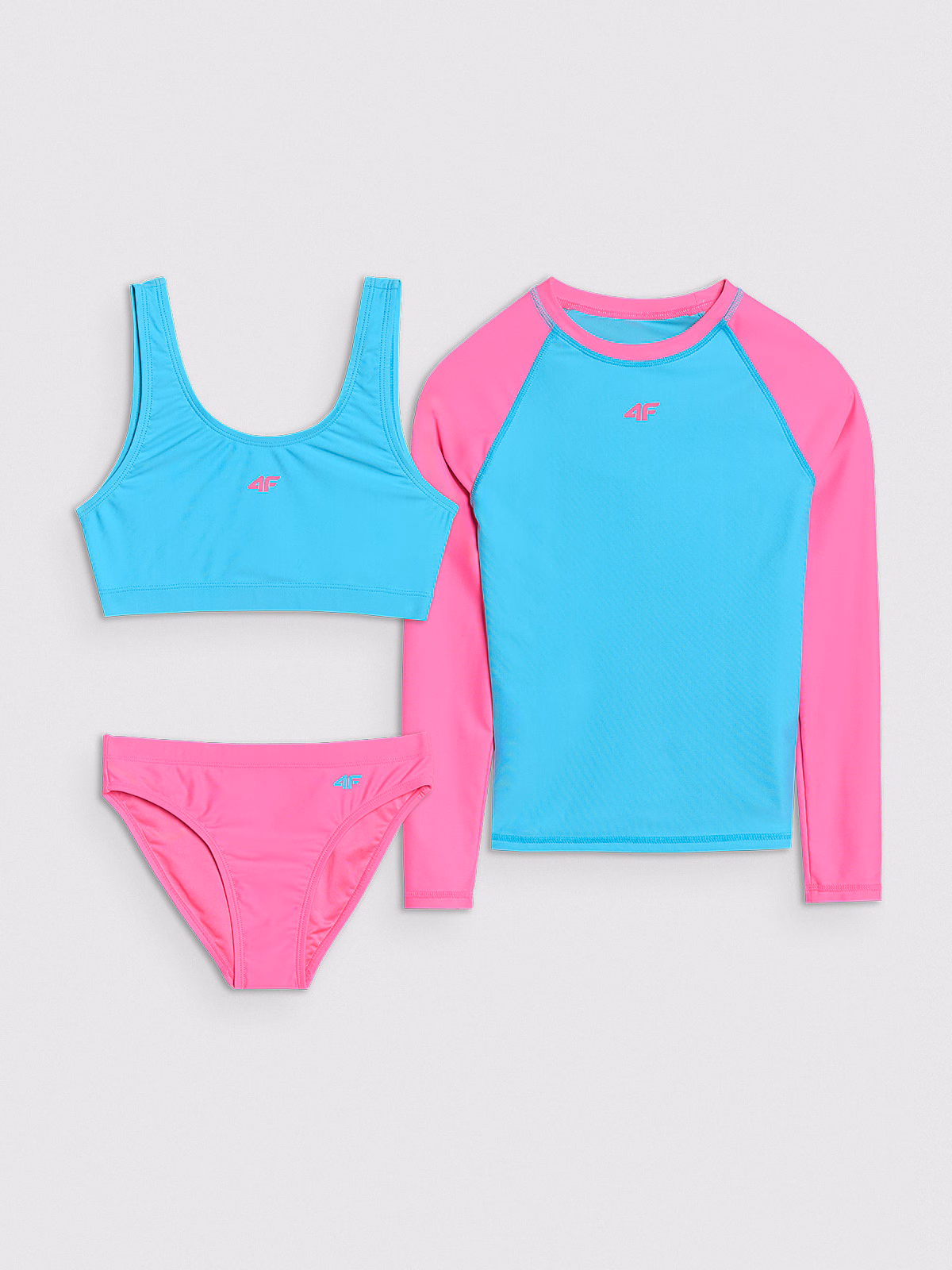 Kostium kąpielowy trzyczęściowy dziewczęcy - turkusowy