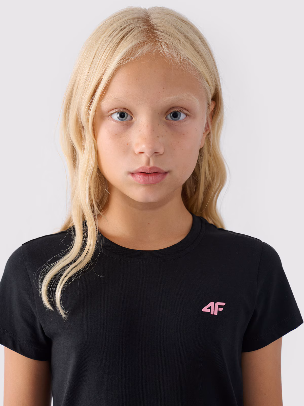 T-shirt gładki dziewczęcy - głęboka czerń