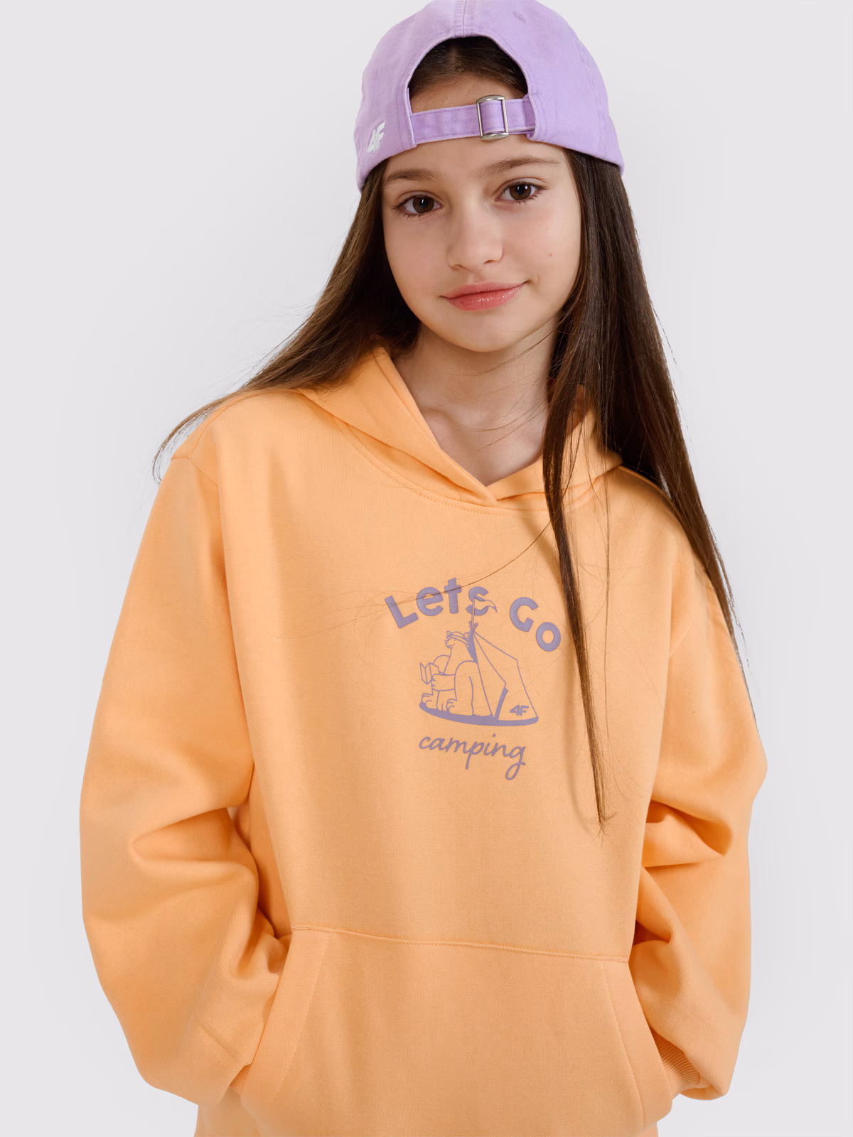 Bluza dresowa nierozpinana z kapturem dziewczęca - czarna