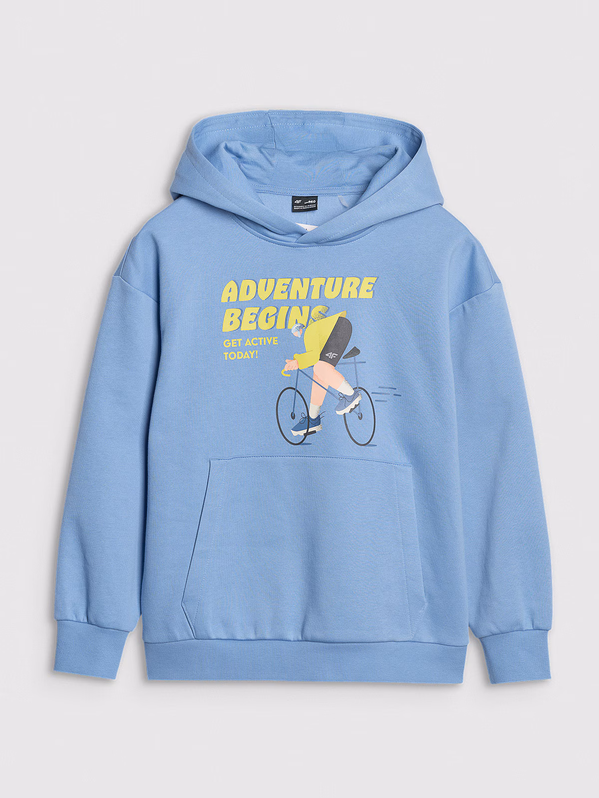 Bluza dresowa nierozpinana z kapturem chłopięca - żółta