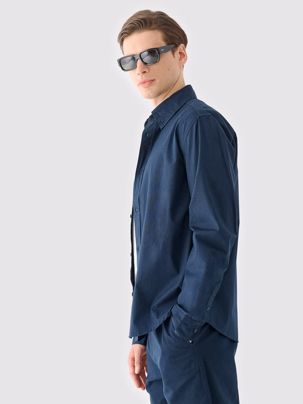 Koszula bawełniana męska Outhorn - granatowa