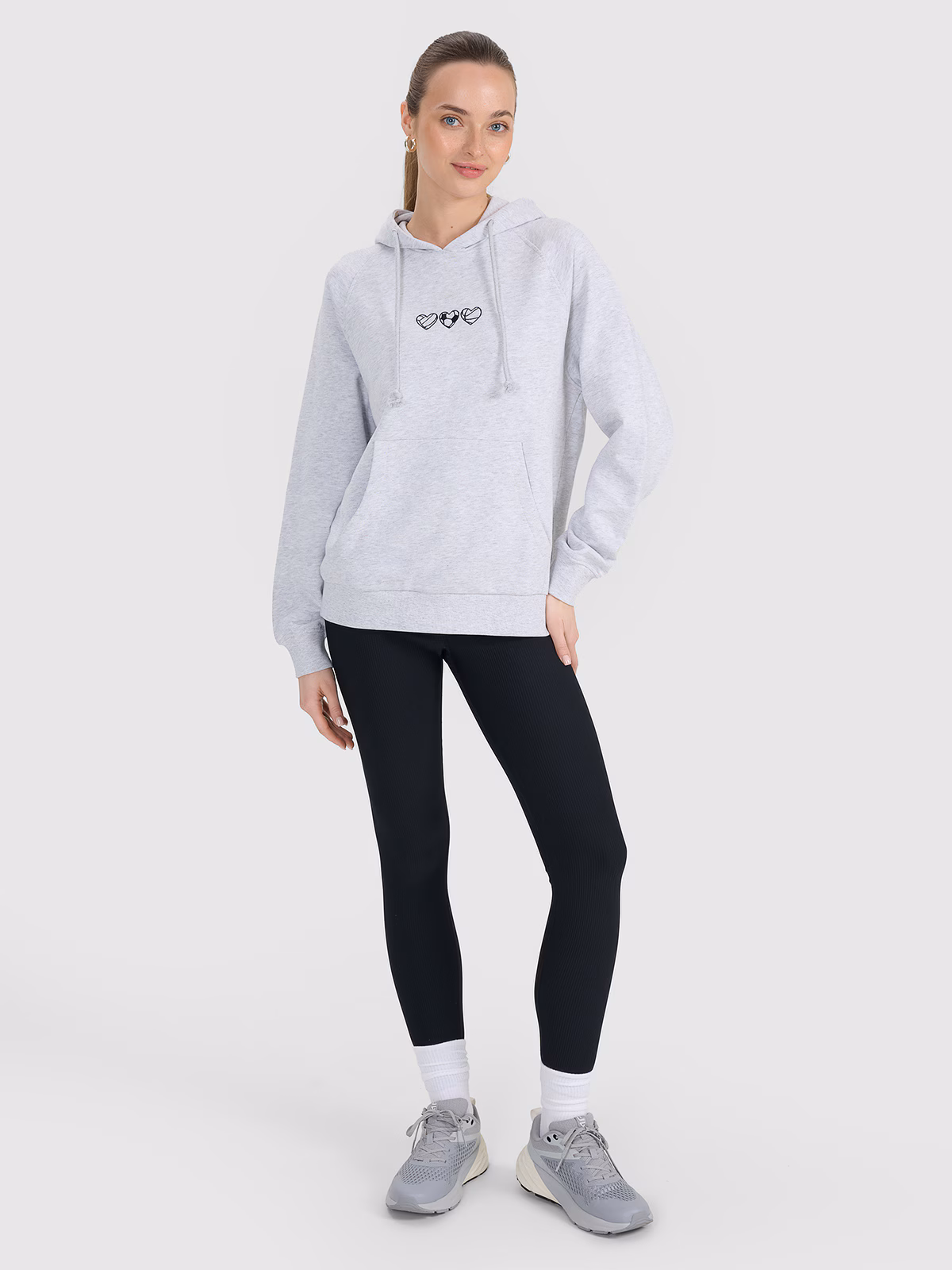Bluza dresowa nierozpinana z kapturem damska - szara