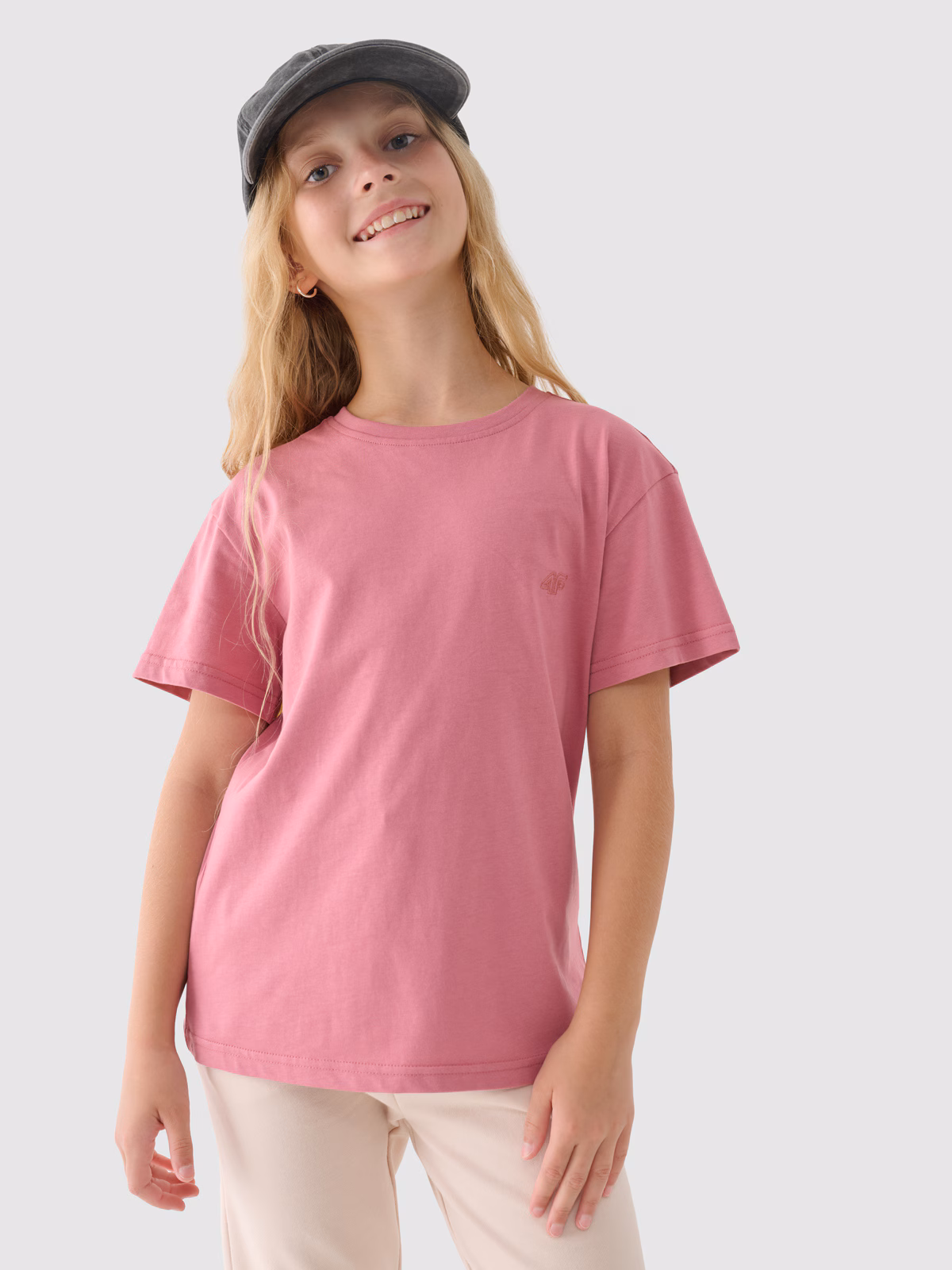 T-shirt gładki dziewczęcy - fioletowy