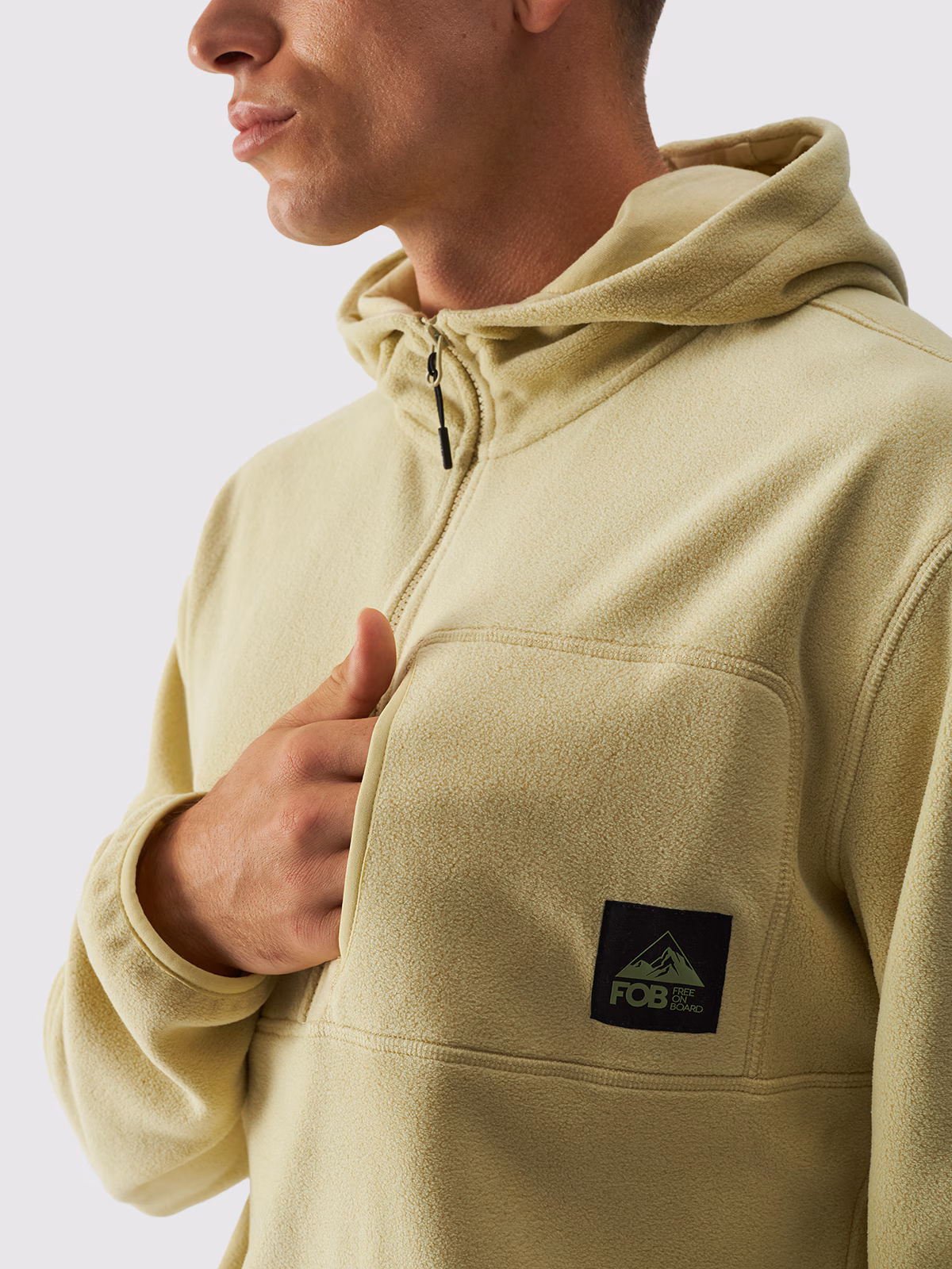Polar z kapturem oversize męski - oliwkowy/khaki