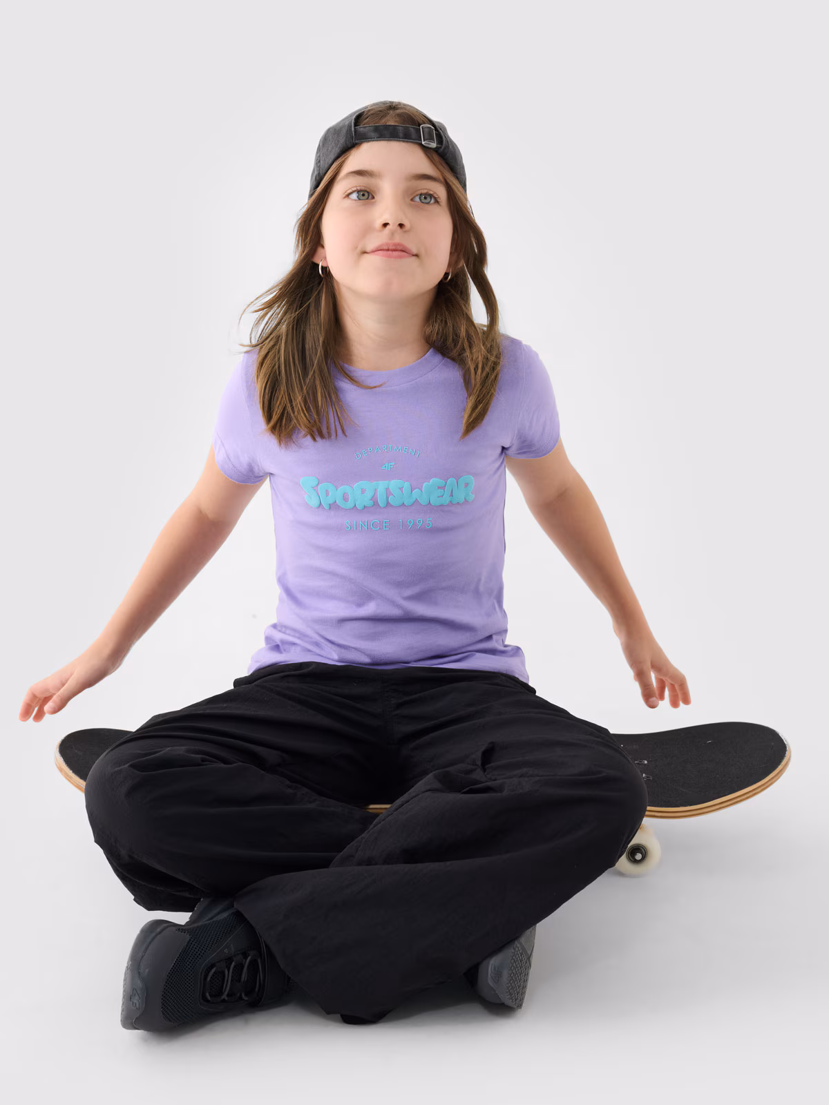 T-shirt z nadrukiem dziewczęcy - fioletowy