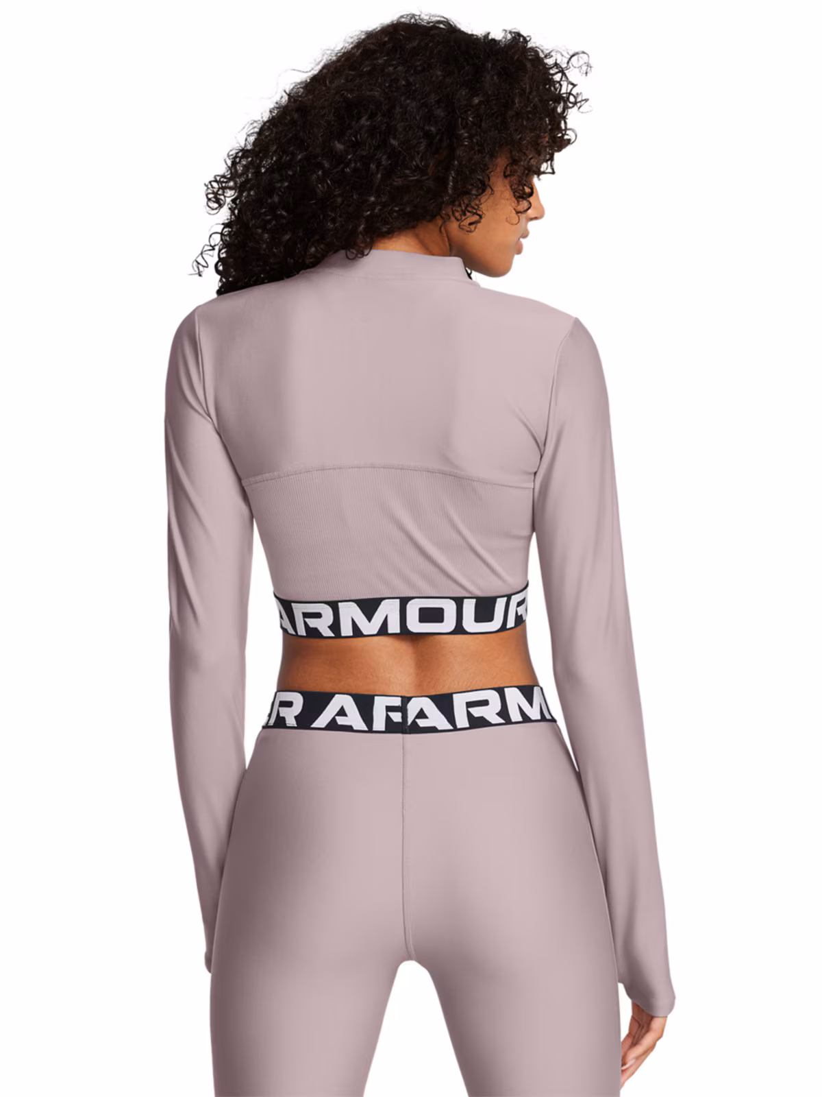 Longsleeve treningowy damski Under Armour Heatgear Rib 1/4 Zip Ls - beżowy