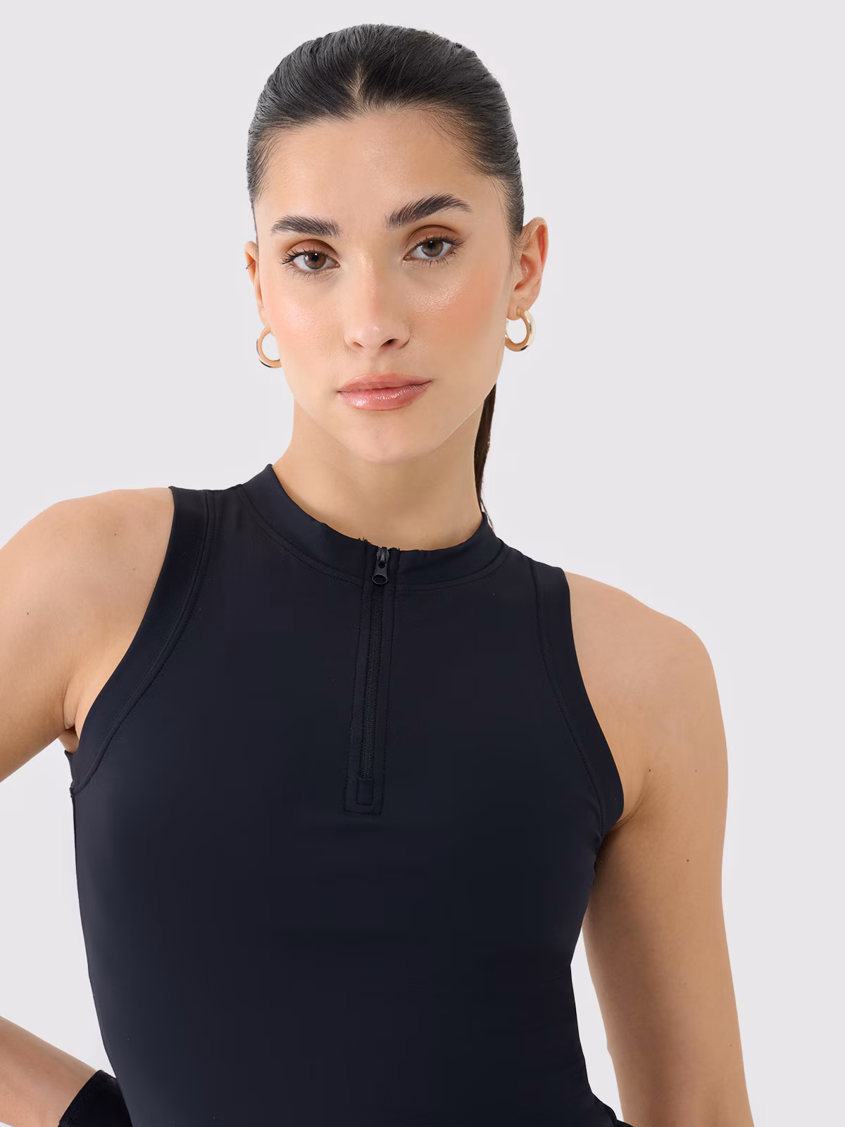 Crop-top slim damski - czarny