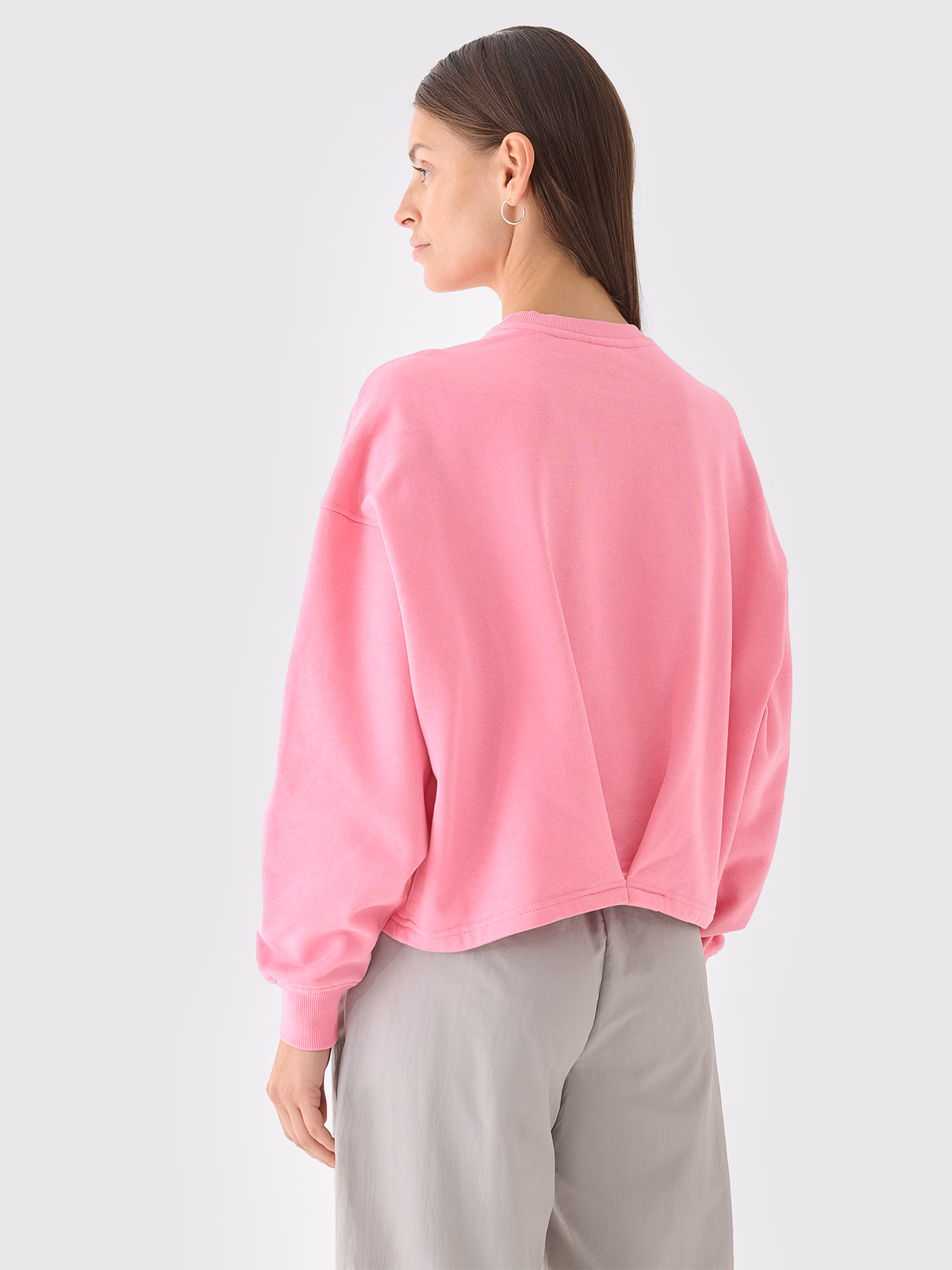 Bluza dresowa nierozpinana bez kaptura damska - różowa