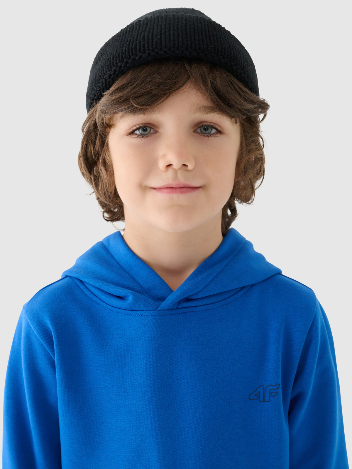 Bluza dresowa nierozpinana z kapturem chłopięca - niebieska