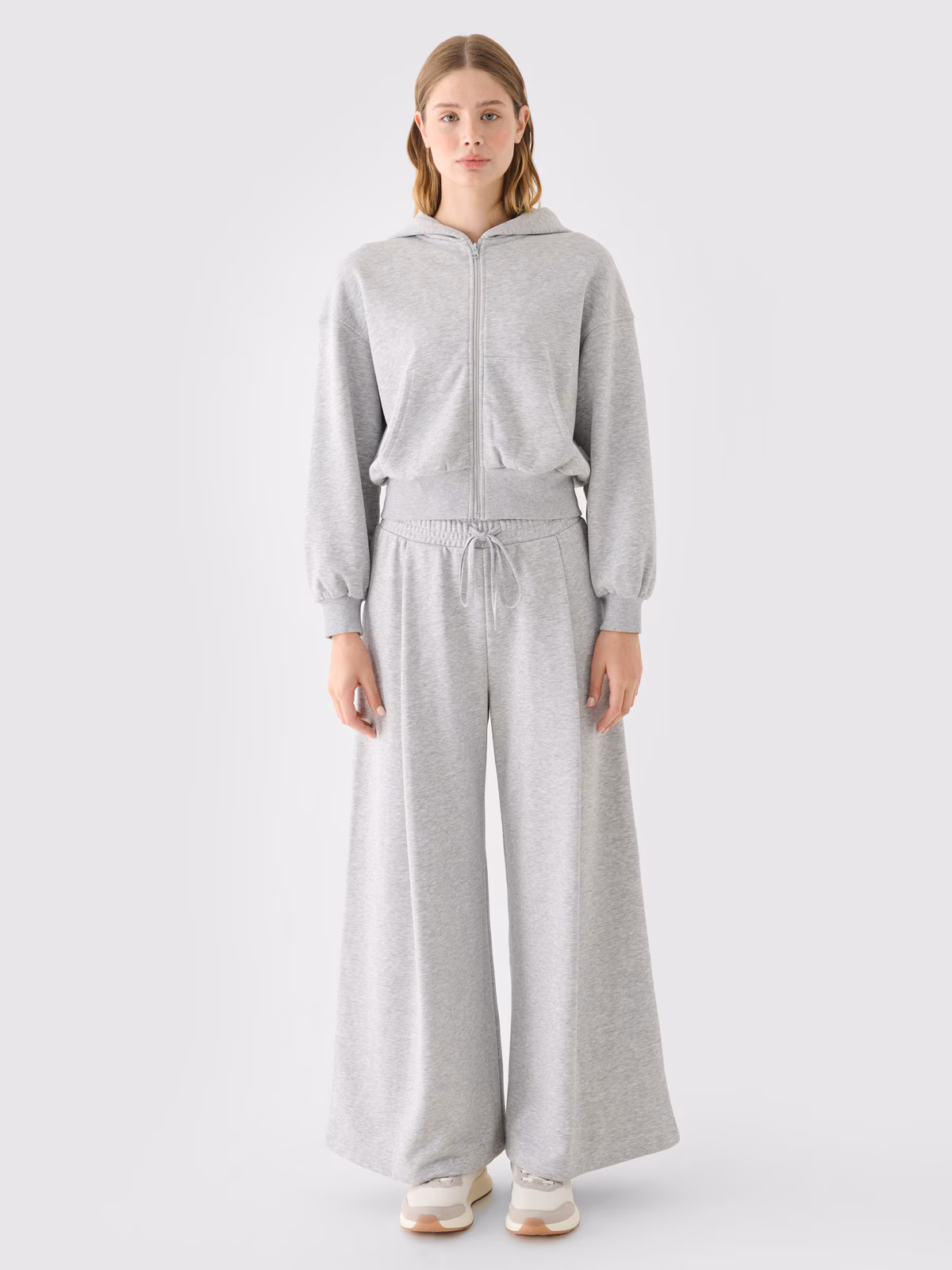 Bluza dresowa rozpinana z kapturem damska - szara